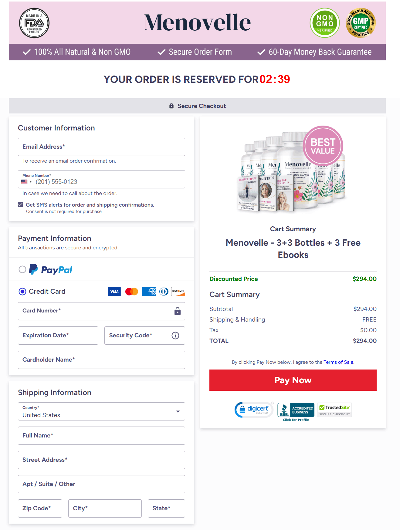 MENOVELLE  checkout